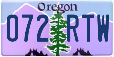 OR license plate 072RTW
