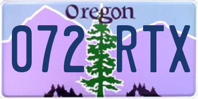 OR license plate 072RTX