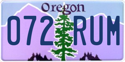 OR license plate 072RUM