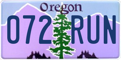 OR license plate 072RUN