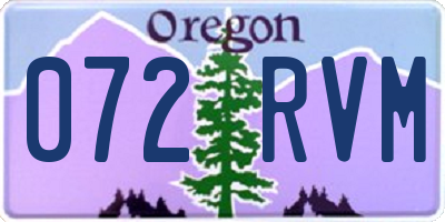OR license plate 072RVM