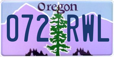 OR license plate 072RWL