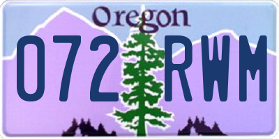 OR license plate 072RWM
