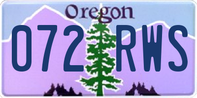 OR license plate 072RWS