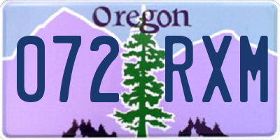 OR license plate 072RXM