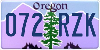 OR license plate 072RZK