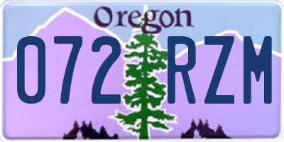 OR license plate 072RZM