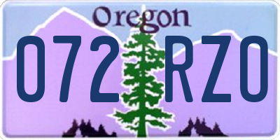 OR license plate 072RZO