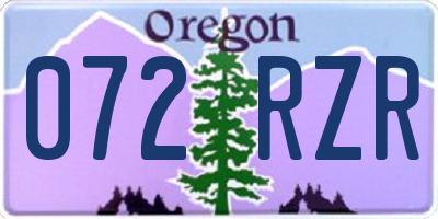 OR license plate 072RZR