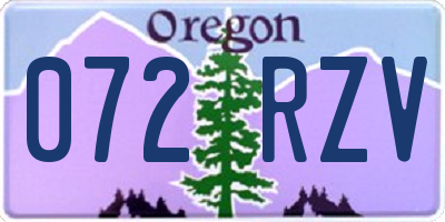 OR license plate 072RZV