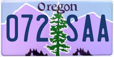 OR license plate 072SAA