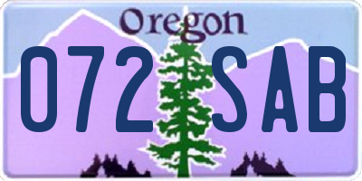 OR license plate 072SAB
