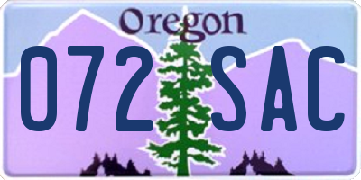 OR license plate 072SAC
