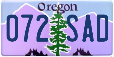 OR license plate 072SAD