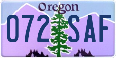 OR license plate 072SAF