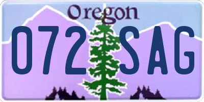 OR license plate 072SAG