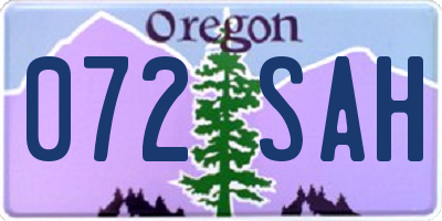 OR license plate 072SAH