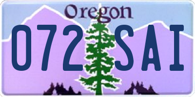 OR license plate 072SAI