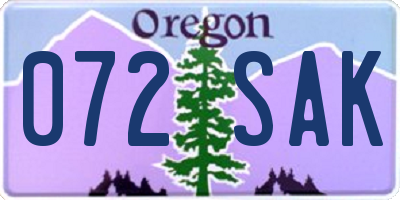 OR license plate 072SAK