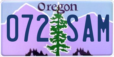 OR license plate 072SAM