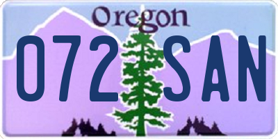 OR license plate 072SAN