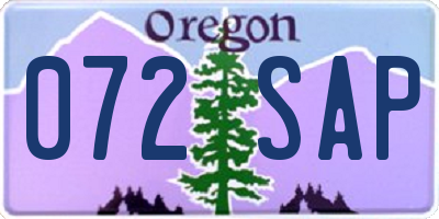 OR license plate 072SAP