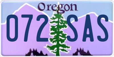 OR license plate 072SAS