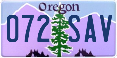 OR license plate 072SAV