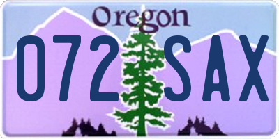 OR license plate 072SAX