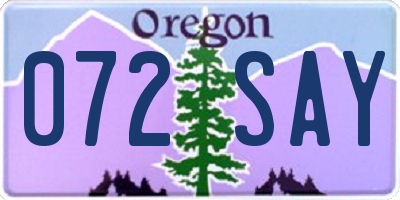 OR license plate 072SAY