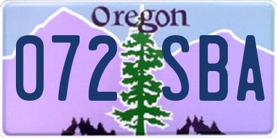 OR license plate 072SBA