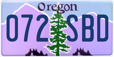 OR license plate 072SBD
