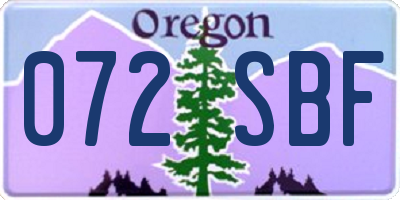 OR license plate 072SBF