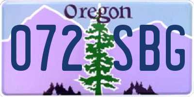 OR license plate 072SBG