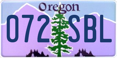 OR license plate 072SBL