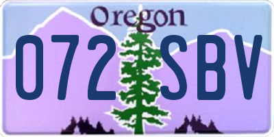 OR license plate 072SBV