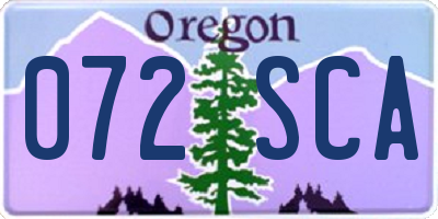OR license plate 072SCA