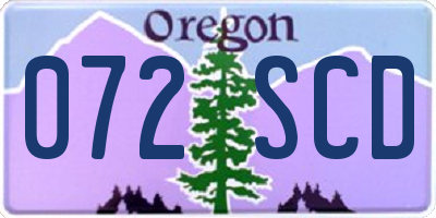 OR license plate 072SCD