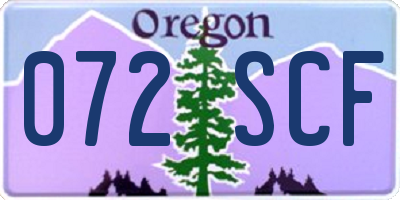 OR license plate 072SCF
