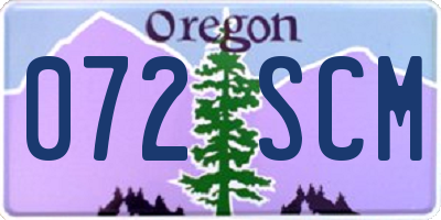 OR license plate 072SCM