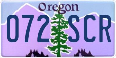 OR license plate 072SCR