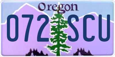 OR license plate 072SCU