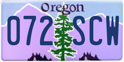 OR license plate 072SCW