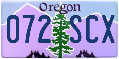 OR license plate 072SCX