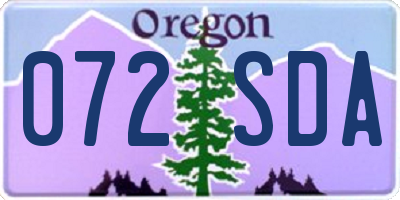 OR license plate 072SDA