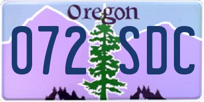 OR license plate 072SDC