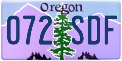 OR license plate 072SDF