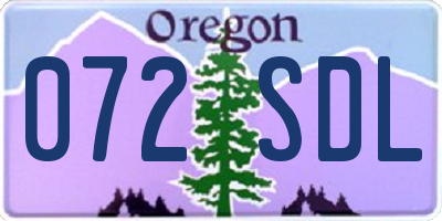 OR license plate 072SDL