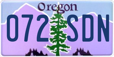 OR license plate 072SDN