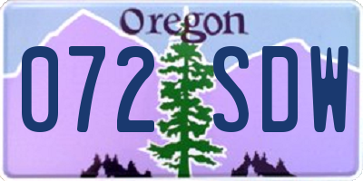 OR license plate 072SDW